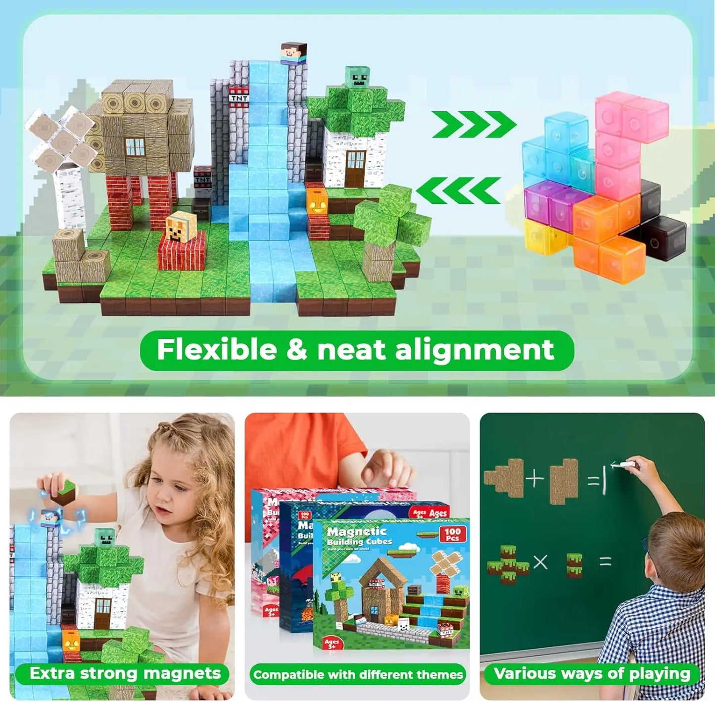 Creative & Educational Fun - BlockCraft Magnetic Set!